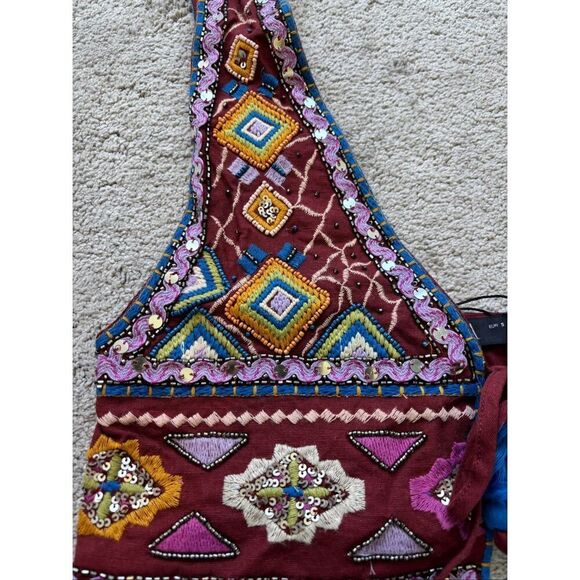 VIRAL ⭐️NWT Zara Embroidered Cropped Vest Top, small D14 - Picture 4 of 7